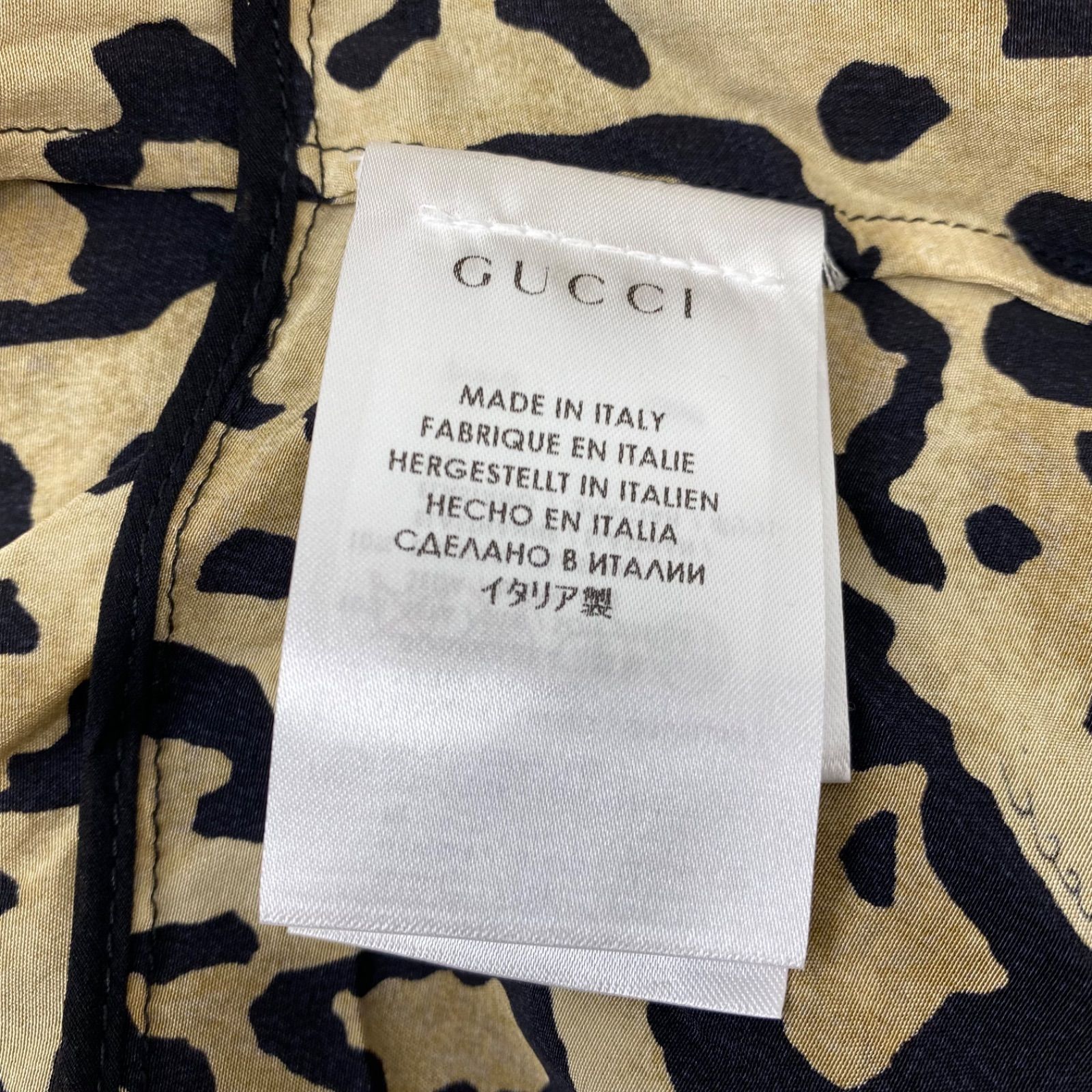○◇美品 グッチ GUCCI ブラウス シャツ 長袖 レオパード柄 ヒョウ柄 