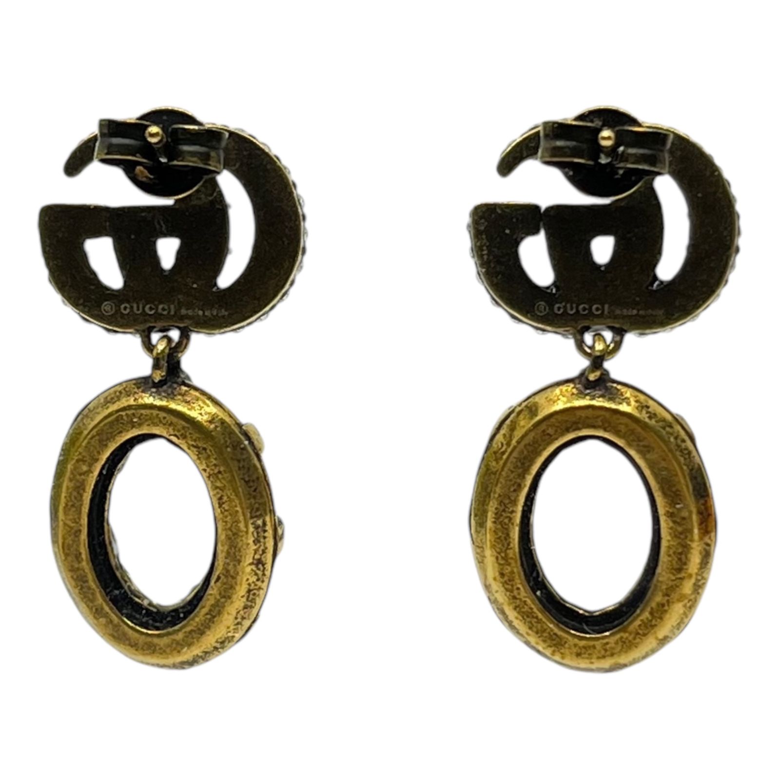 GUCCI(グッチ) Double G crystal gold earrings ダブルG クリスタル