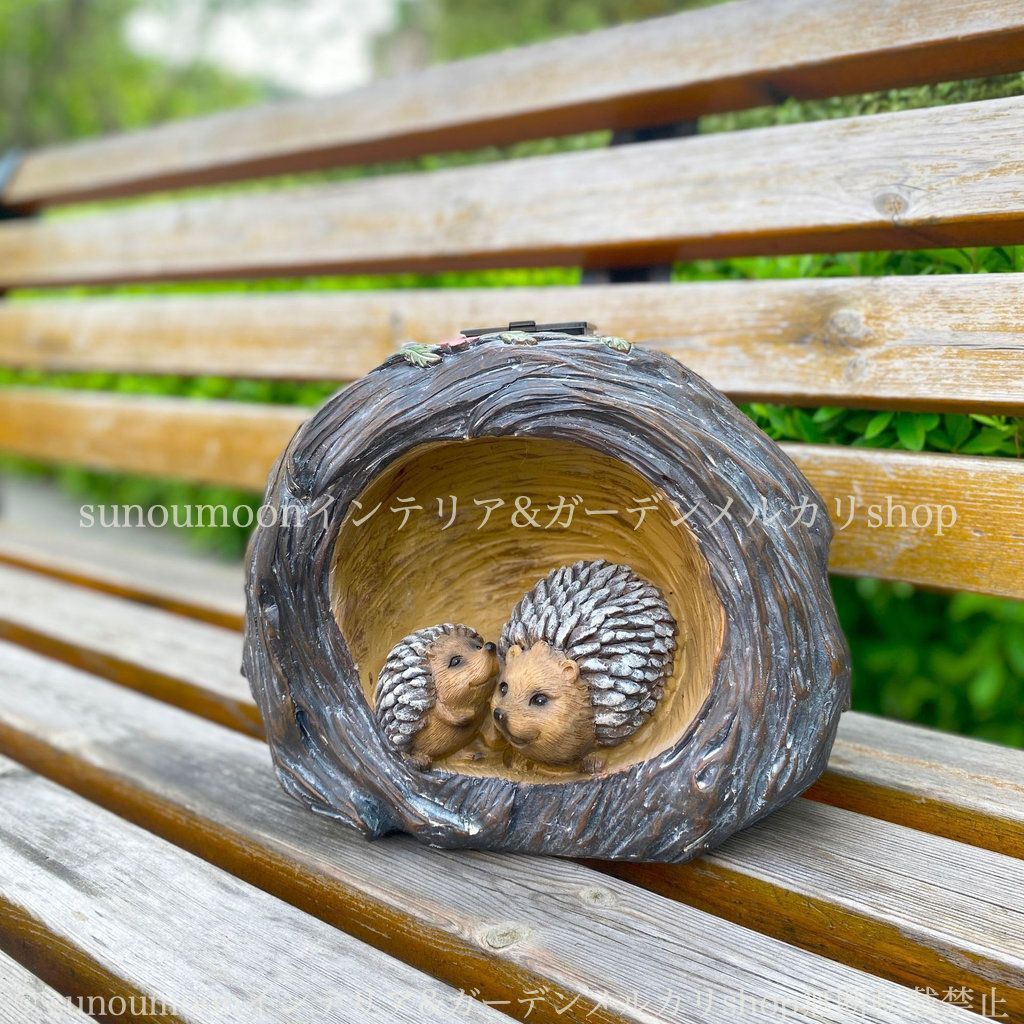 庭の装飾 置物 雑貨 動物 インテリア ガーデンオブジェ お洒落 ガーデンインテリア ガーデニング おしゃれ 樹脂 ガーデン雑貨 ガーデン 太陽光 庭 ガーデンライト ソーラー 親子 ハリネズミ ガーデンオーナメント アニマル 8-14