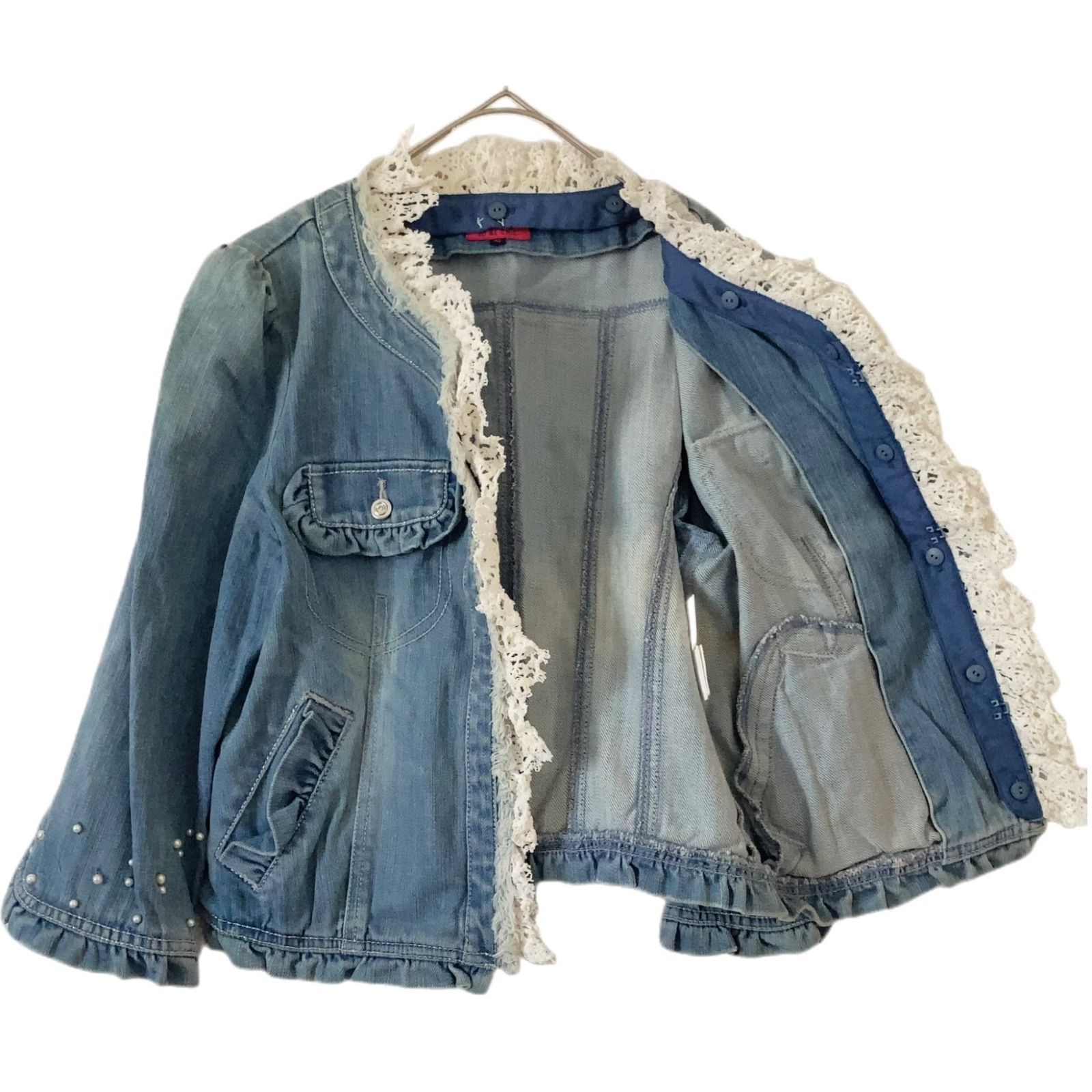 z1401 TO BE CHIC トゥービーシック パール付きデニムジャケット