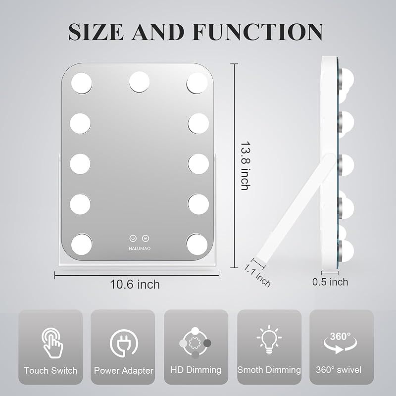  女優ミラー 卓上鏡 ハリウッドミラー LED電球付き 三色照明モード 明るさ調節 0 ミラー 手鏡 メイク道具 化粧小物