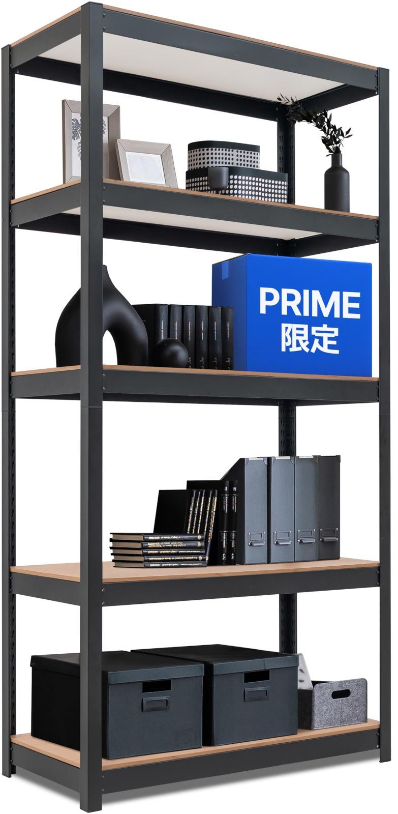 ラミネート スチールラック 組立簡単 キッチン 5段 幅90 奥行40 高さ180 House ブラック ホームダント 高さ調整 棚 収納棚 HOMEDANT メタルラック 倉庫 ガラージ オフィス 業務用