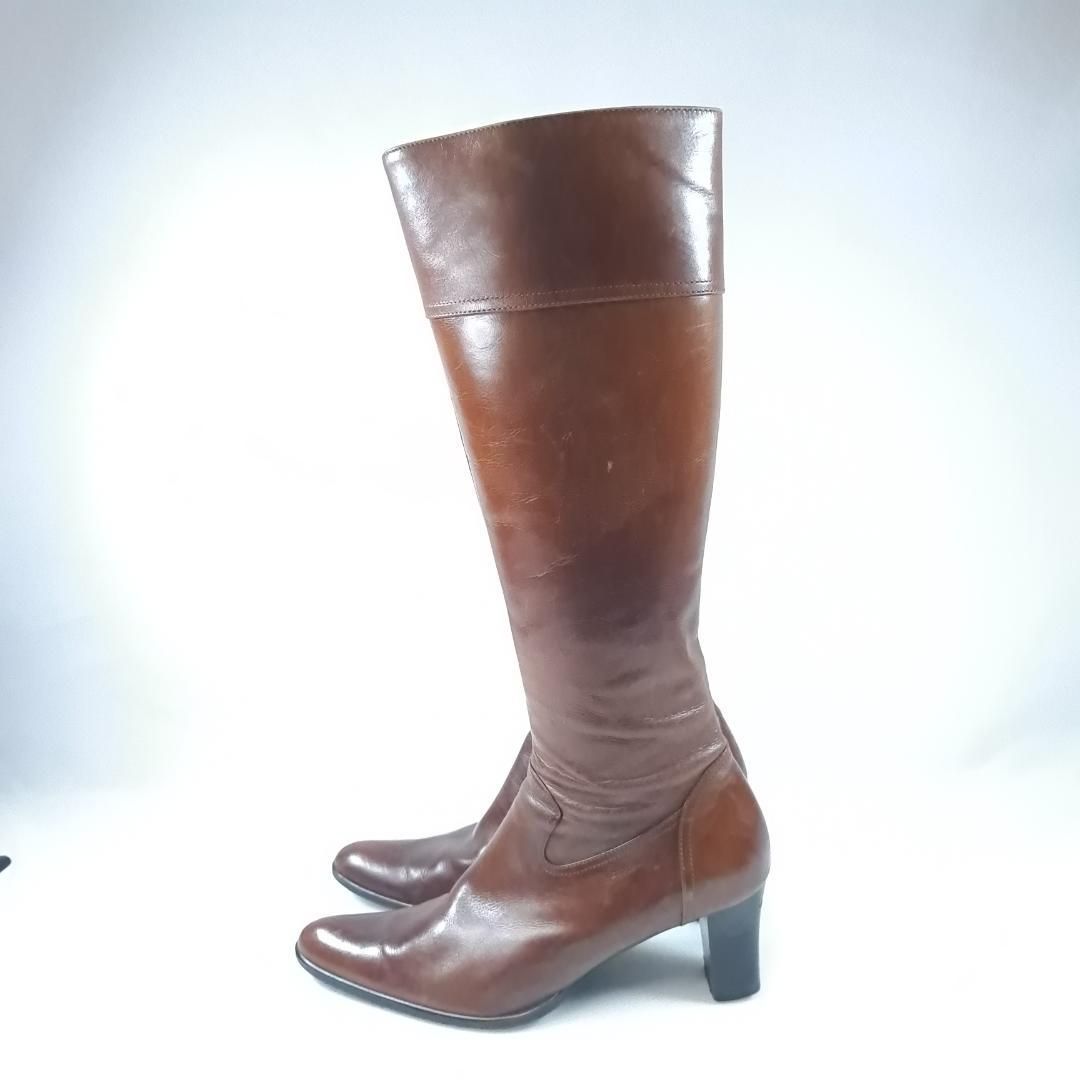 NATURALIZAR ロングブーツ サイドジップ ポインテッドトゥ 22.5