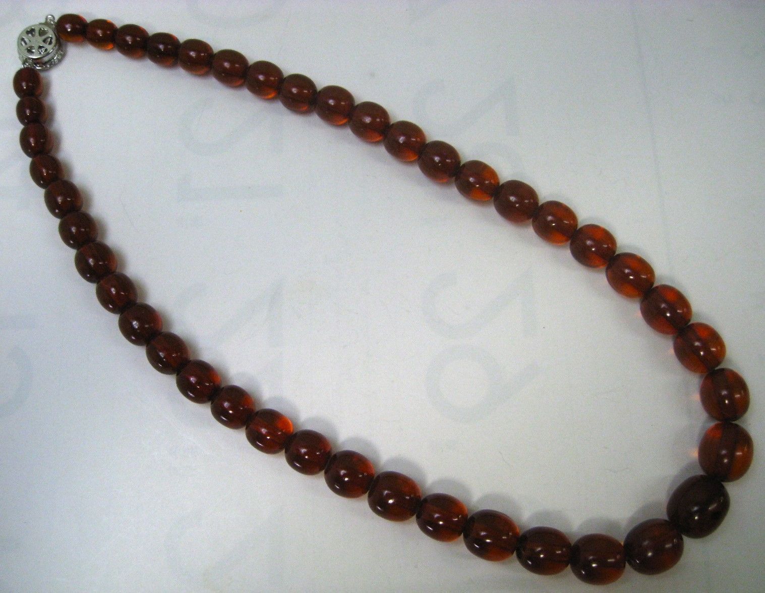 極美品 シルバー コハク 琥珀 ネックレス グラデーション 約8mm～13mm 