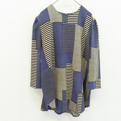 シセンドウ 詩仙堂 ヒトシタムラ ヴィンテージ カットソー プルオーバー 七分袖 ちりめん 総柄 x968967