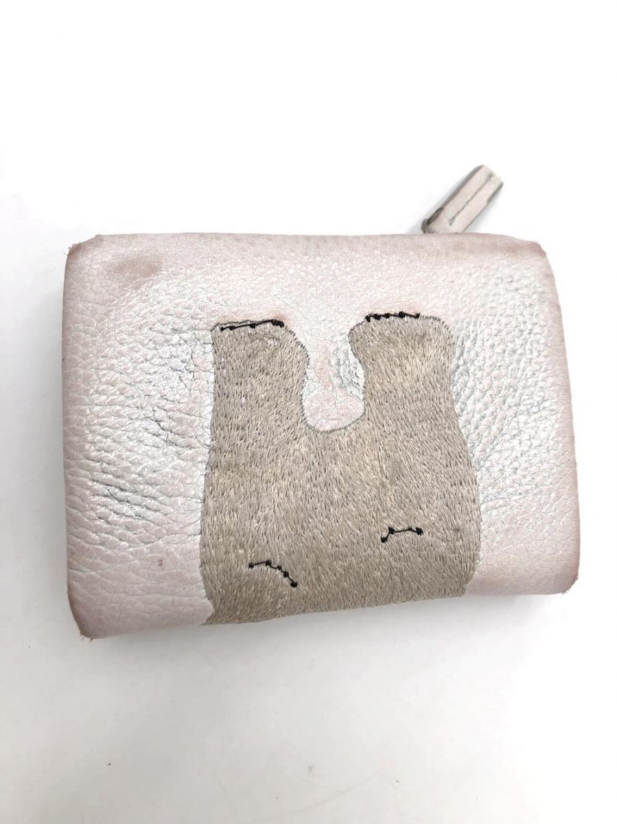 ear PAPILLONER イアパピヨネ シロクマ 二つ折り 財布/白x