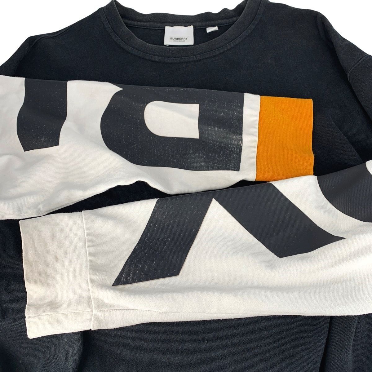 中古】 BURBERRY バーバリー ロゴ プリント レイヤード スリーブ T 