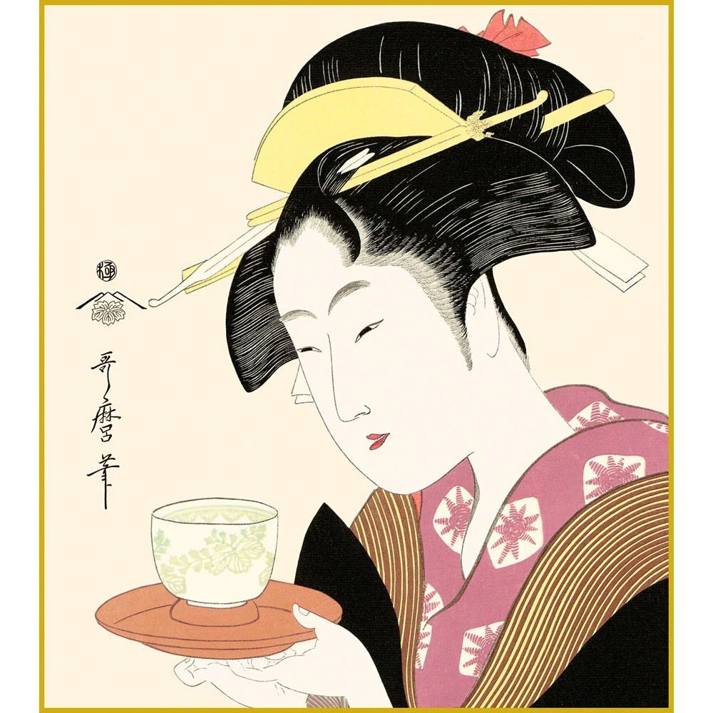 色紙】 喜多川歌麿「難波屋おきた」 美人画 複製色紙 特殊工芸画 