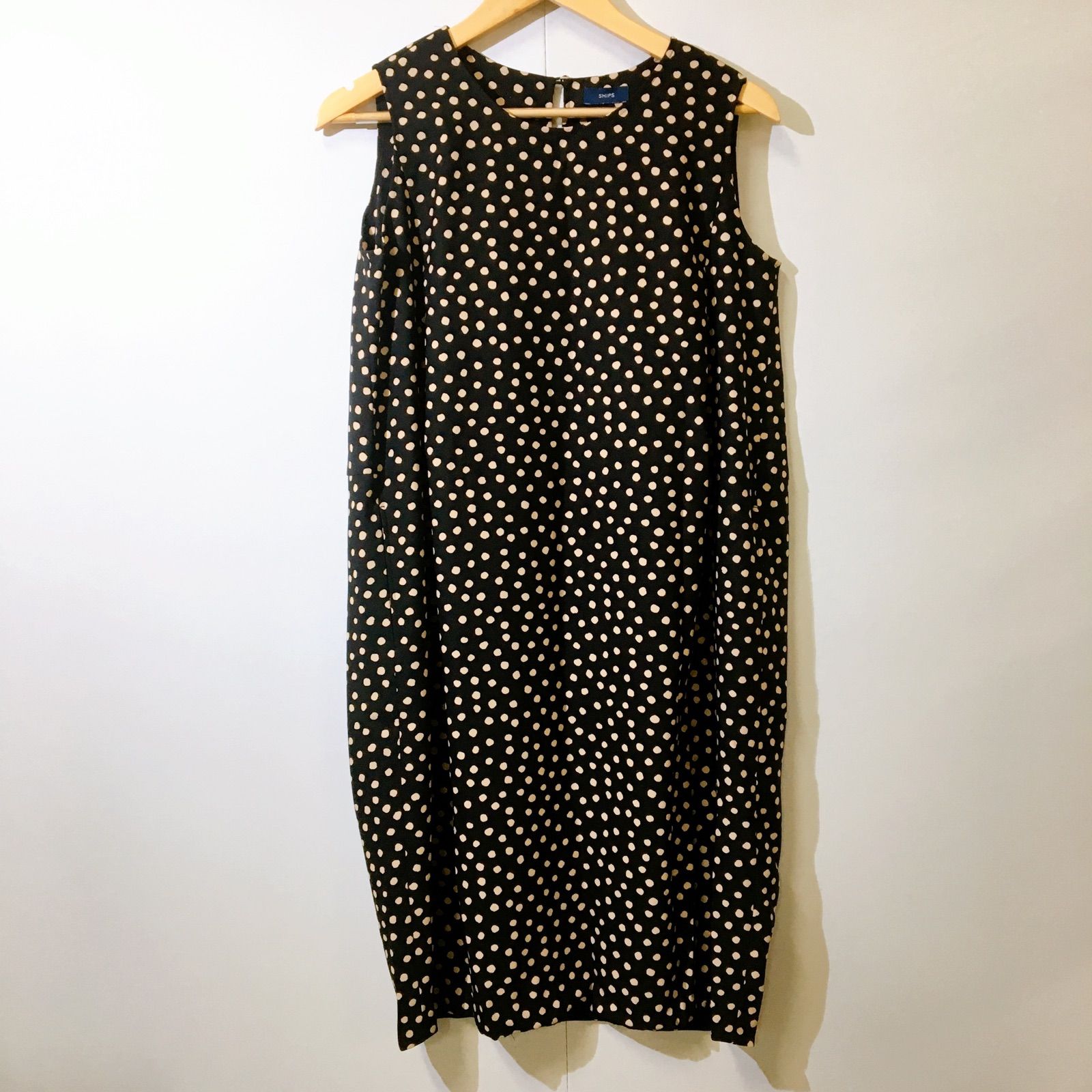 美品】SHIPS シップス ドット柄 ノースリーブワンピース レディース 