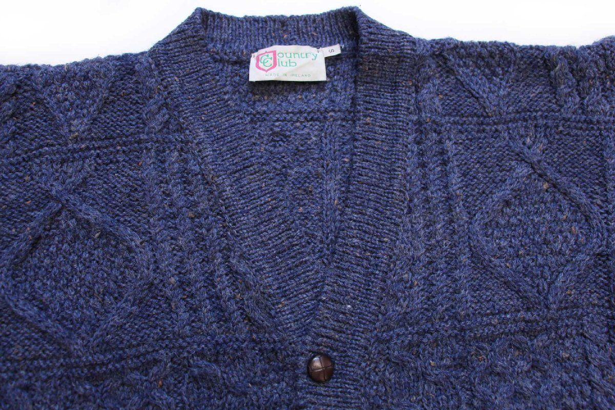 アイルランド製 Country Club ケーブル編み ネップ入り ウールニット  