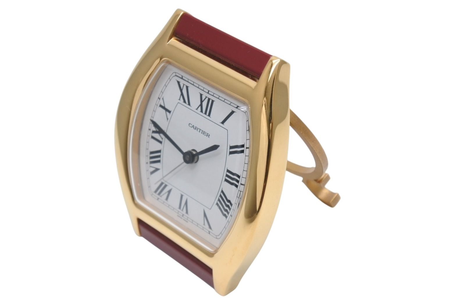 極美品 CARTIER カルティエ Tortue トーチュ 置時計 重量約336.0g 白文字盤 クォーツ ゴールド ボルドー スイス製 中古 4b005829 極美品 CARTIER カルティエ Tortue トーチュ 置時計 重量約336.0g 白