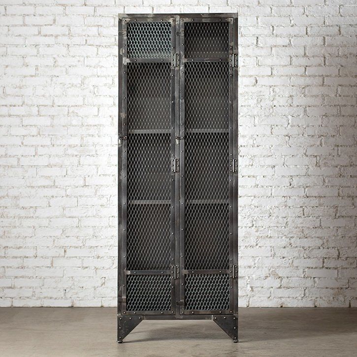 2ドア メッシュロッカー チェスト キャビネット スチールラック メタル