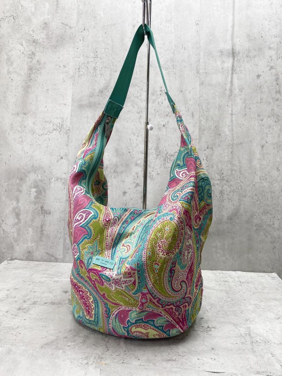 ETRO エトロ ペイズリー柄 イタリア製 ワンショルダー バッグ 緑系マルチ ◎レディース