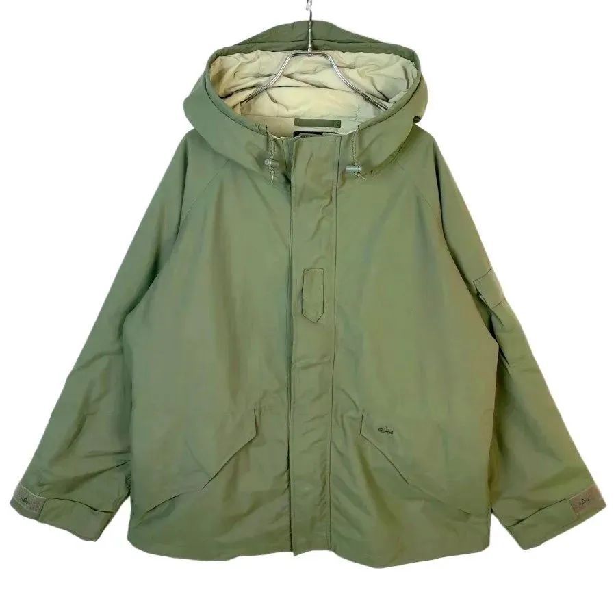 アルファインダストリーズALPHA INDUSTRIESナイロンジャケットマウンテンパーカー緑グリーンカーキロゴ刺繍アウトドアキャンプクライミングミリタリージャケットvintageヴィンテージ50801