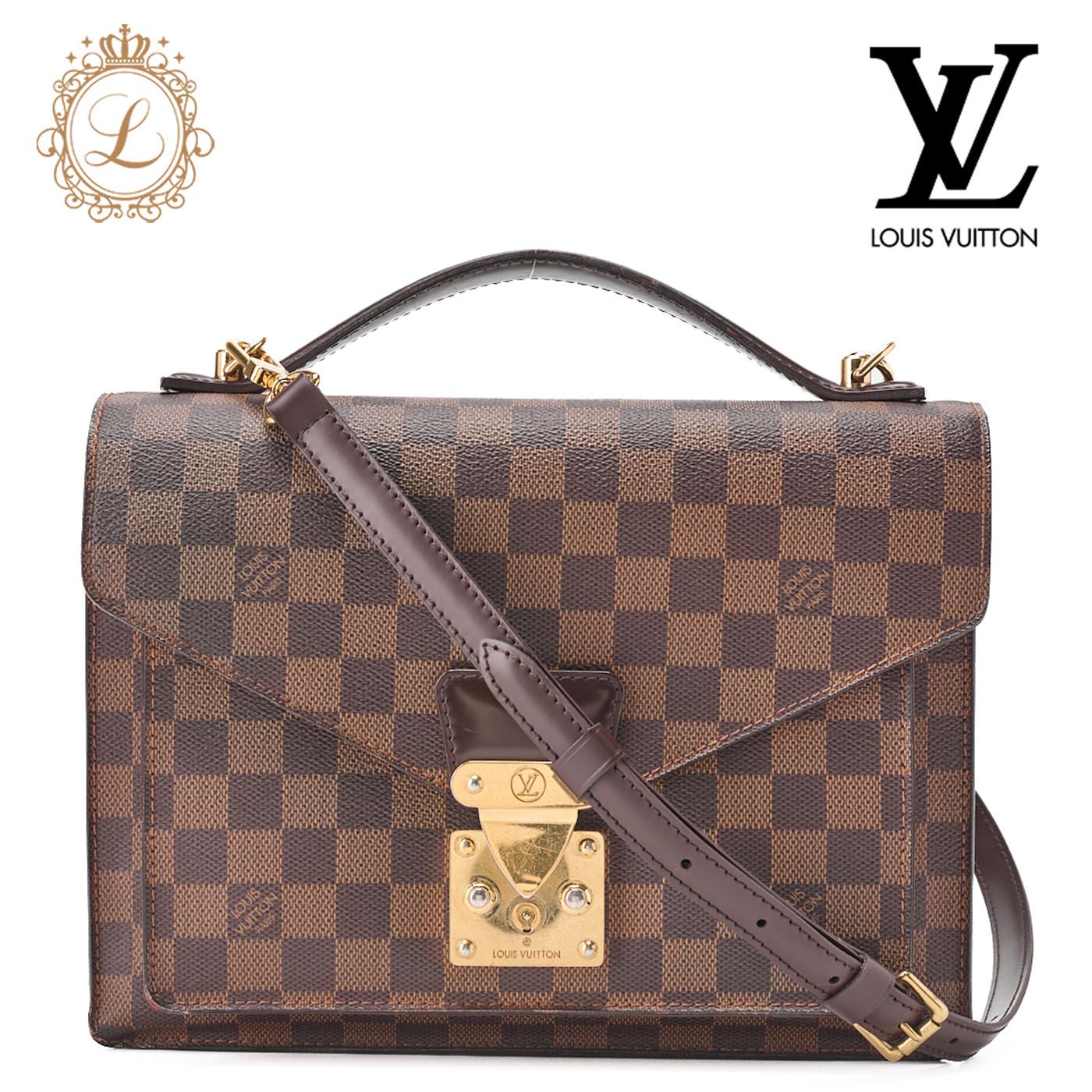 LOUIS VUITTON ルイ ヴィトン モノグラム モンソー28 ハンドバッグ ブラウン M51185 ゴールド金具