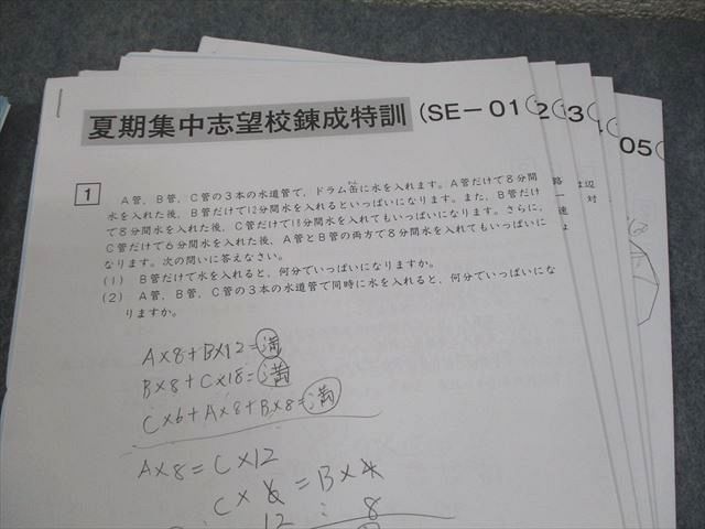 SAPIX サピックス 6年算数 夏期集中志望校錬成特訓など テスト計14回分