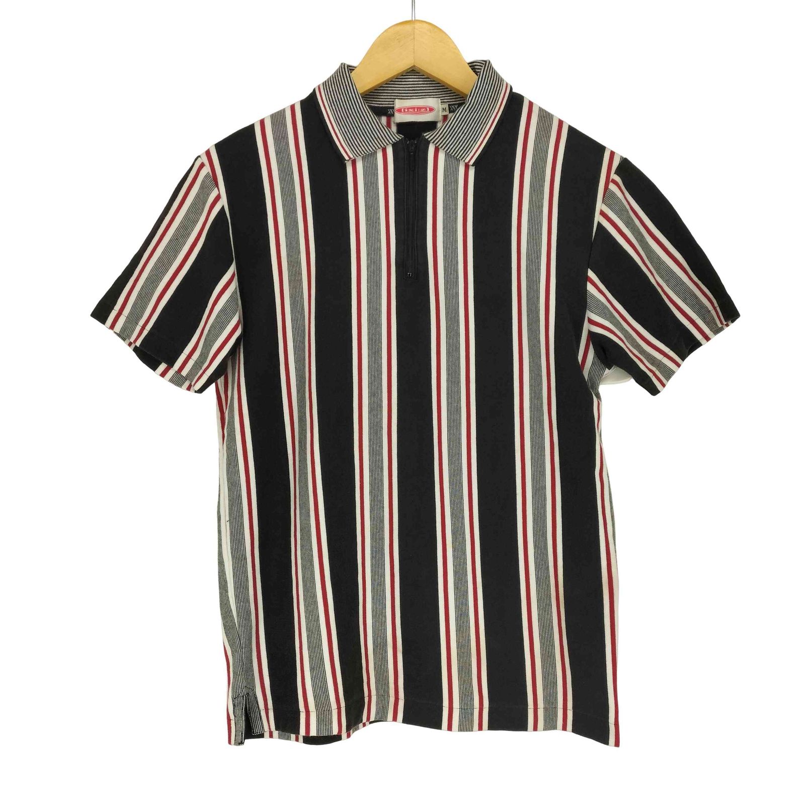 ユーズドフルギ USED古着 {{ixi:z}} ストライプコットンハーフジップS/S ポロシャツ メンズ JPN：M 