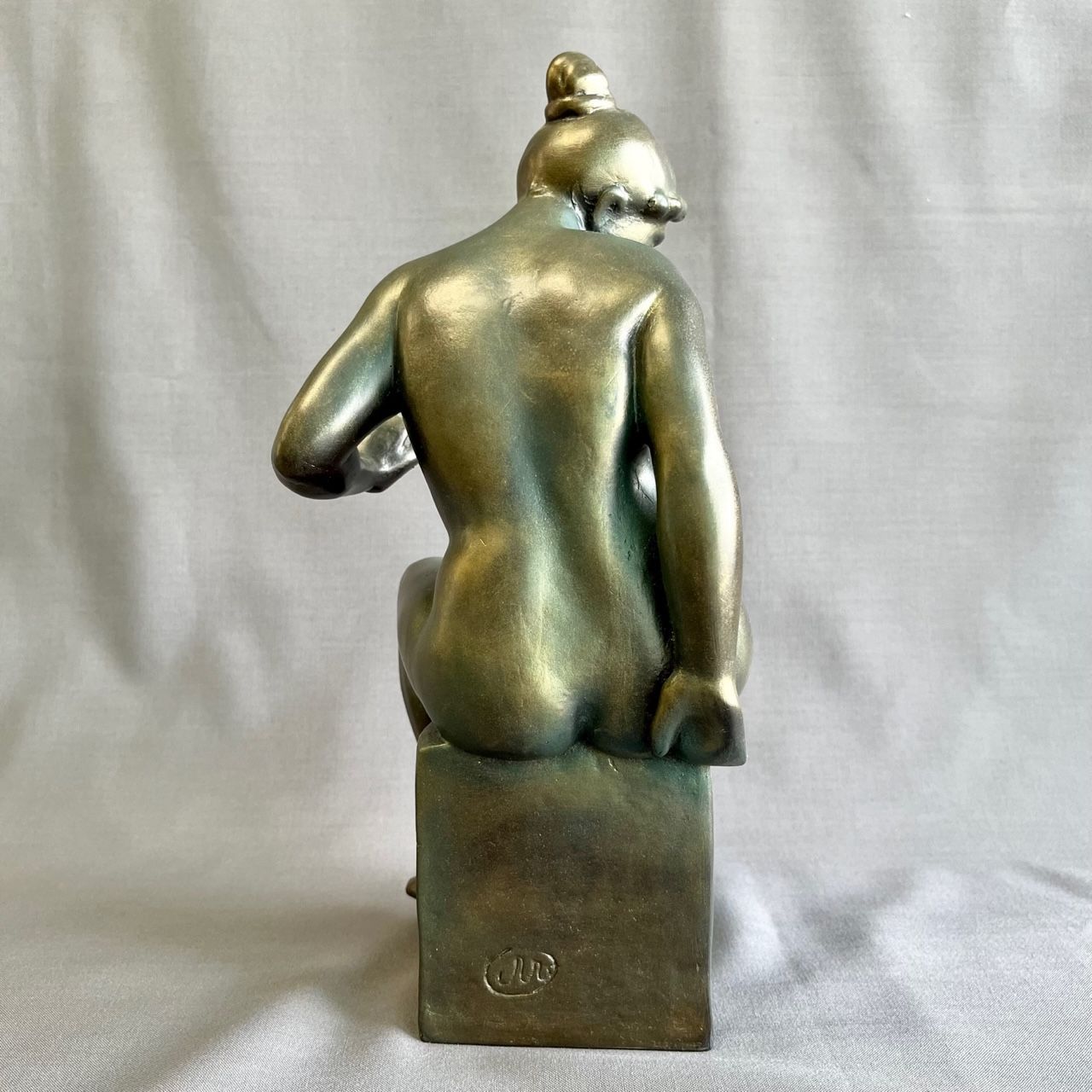 消防士長彫刻家ブロンズ銅 裸婦美人像『レダ』置物 西洋美術 西洋彫刻