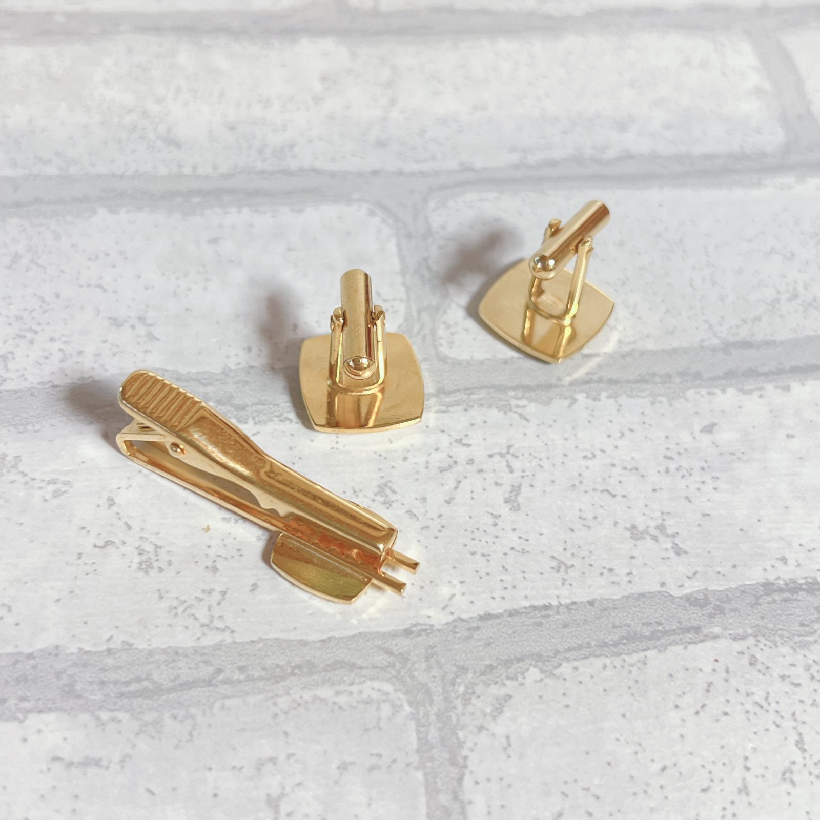 ネクタイピン ゴールド gold 碇 カフス セット スクエア 四角