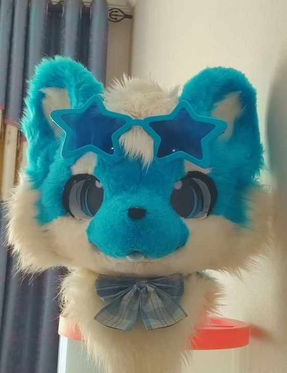 ケモノ 着ぐるみ コスプレ ファースーツ マスク fursuit 水色 着ぐるみ
