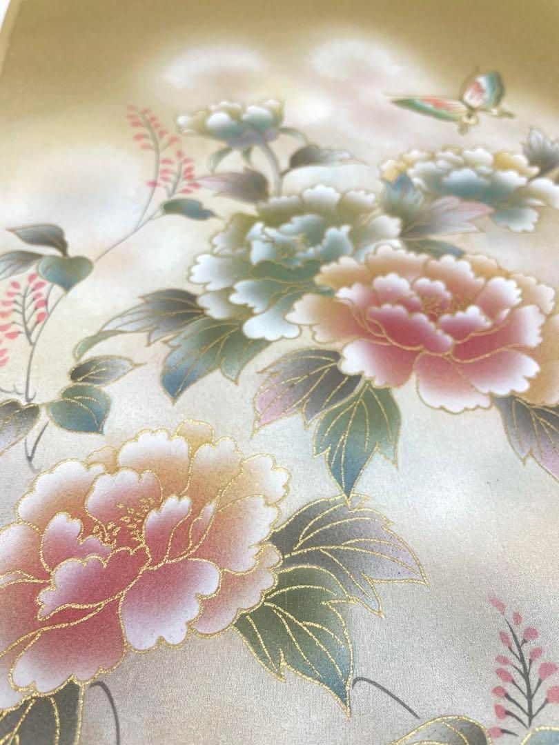 付け下げ 蘇州刺繍 相良刺繍 紋意匠 真紅色 正絹 反物