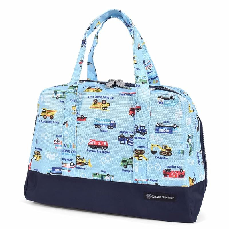 COLORFUL CANDY STYLE セミボストン(プールバッグ) 撥水・軽量タイプ アクセル全開はたらく車(ライトブルー) はっ水 軽量 汚れにくい シワ防止 男の子 NP500800 1