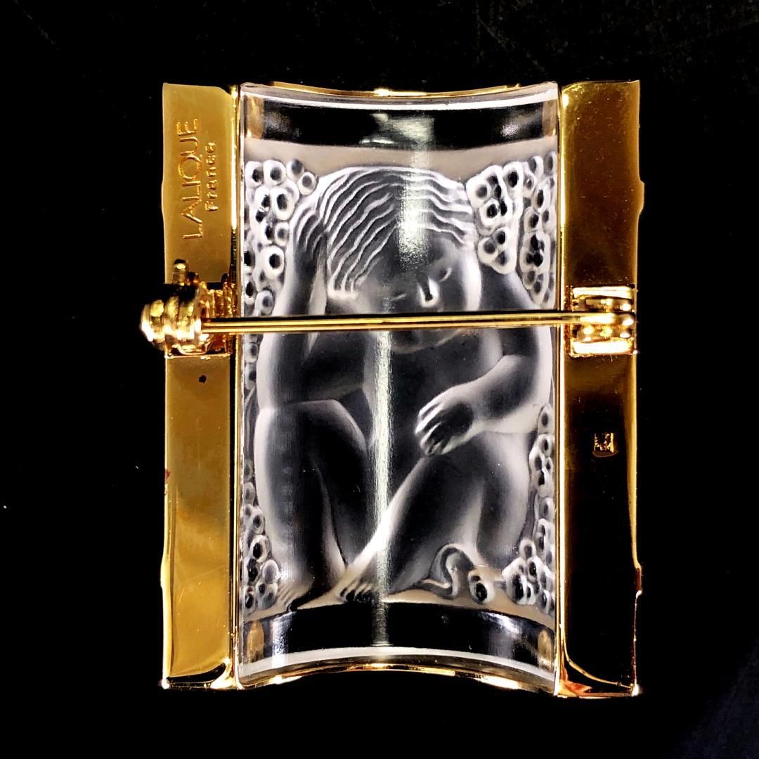 美品】LALIQUE ラリック／ブローチ アンファンエンジェル／クリスタル