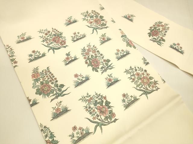 平和屋着物 塩瀬 九寸名古屋帯 草花文 正絹 DAAY8210cm