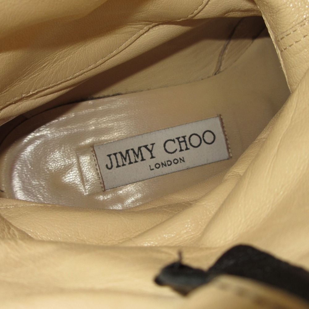 【在庫一掃】！ JIMMY CHOO ジミーチュウ レザー エンジニアブーツ サイズ34 1 2 21.5cm相当 ブラック レディース 古着