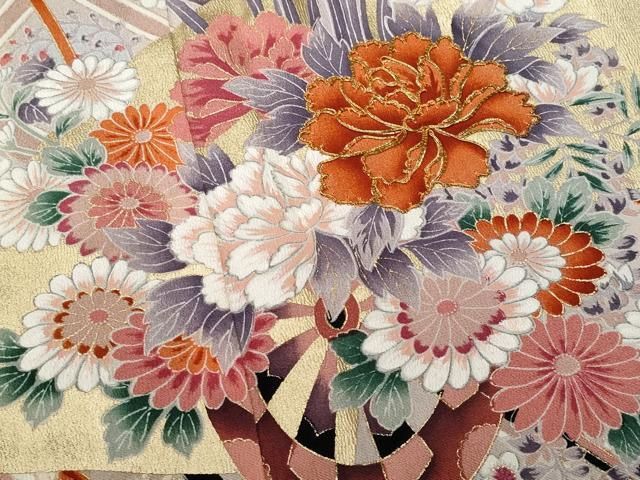 平和屋着物○本加賀友禅作家 押田正義 黒留袖 流水草花文 正絹