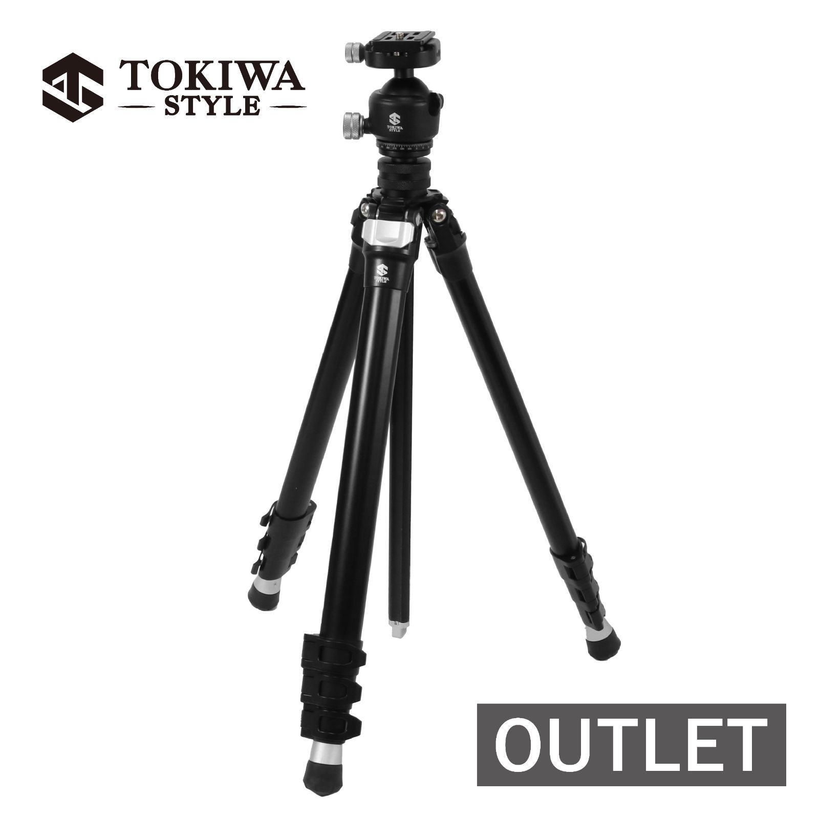 アウトレット品 TOKIWA STYLE TA304AS＋BA42S アルミ4段三脚自由雲台セット