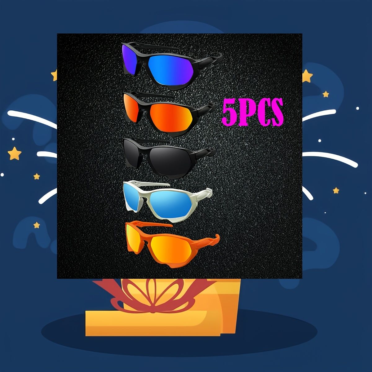 PASSONGのスポーツファッションメガネ5ペアセット - スタイリッシュなPCフレームと鮮やかなカラーリングレンズ、バレンタインデー・母の日・父の日のギフトに最適、アウトドア用アクセサリー | 多機能アイウェア | 耐久性のあるフレーム