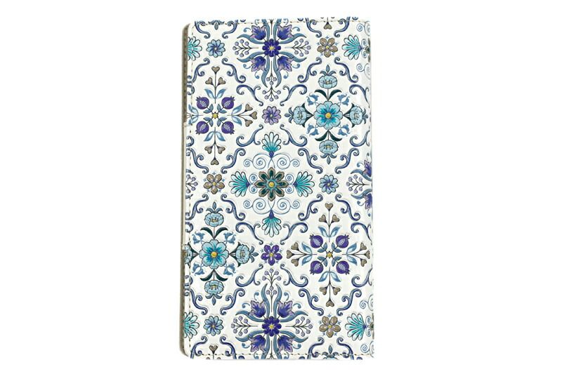 スマホケース スマホカバー 手帳型ケース 手帳型 白地 青 オリエント オリエントブルー 花 革 文庫革 天然皮革 浅草文庫 友禅染 No 10 5085