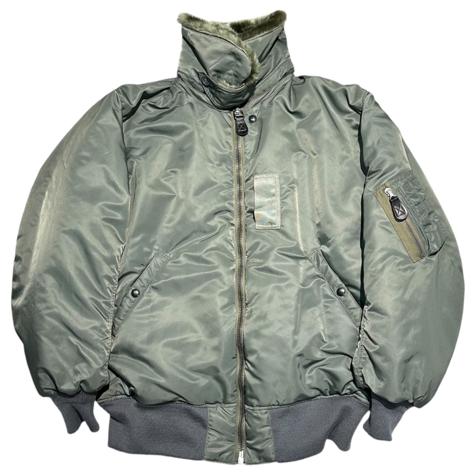 BUZZ RICKSON’S×BEAMS BOY バズリクソンズ×ビームスボーイ B-15D FLIGHT JACKET ミリタリー フライト ジャケット BR15097BB 13-18-0070-086 40 L程度 カーキ ファー 別注 コラボ