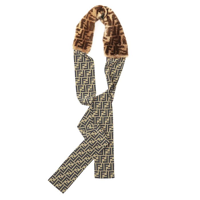 極美品 FENDI 312 フェンディ スカーフ ズッカ柄 ストール FFロゴ 極美品】FENDI ROMA フェンディ ローマ ストール ミンク 2019年