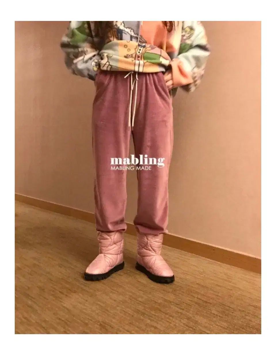mabling マーブル ベロアパンツ 小豆ペースト ロングタイプ