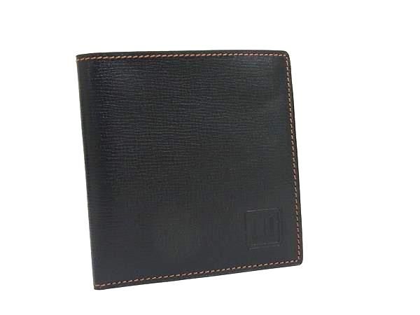 ♥ dunhill ダンヒル レザー 二つ折り ミニ 財布 ウォレット 札入れ カード入れ メンズ ダークブラウン系 FR4273