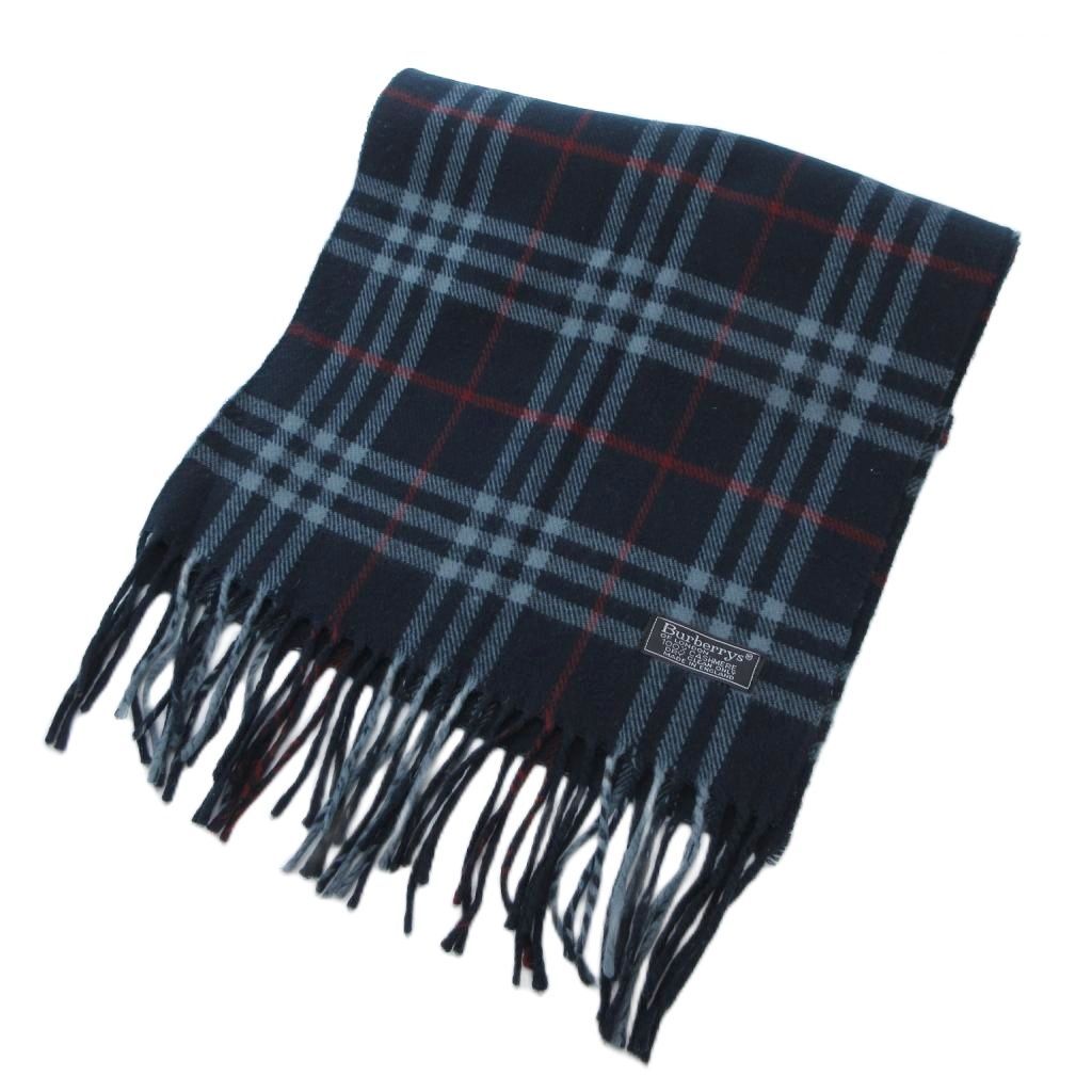 Burberrysストール　オールド　バーバリー　ペイズリーチェック　ネイビー系 バーバリーズ Burberrys ヴィンテージ カシミア100％ マフラー