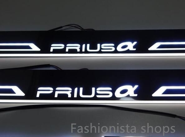 トヨタ プリウス α スカッフプレート PRIUS LED ホワイト 白 光る 流れる イルミネーション 連動 鏡面 シーケンシャル xzjhtyi