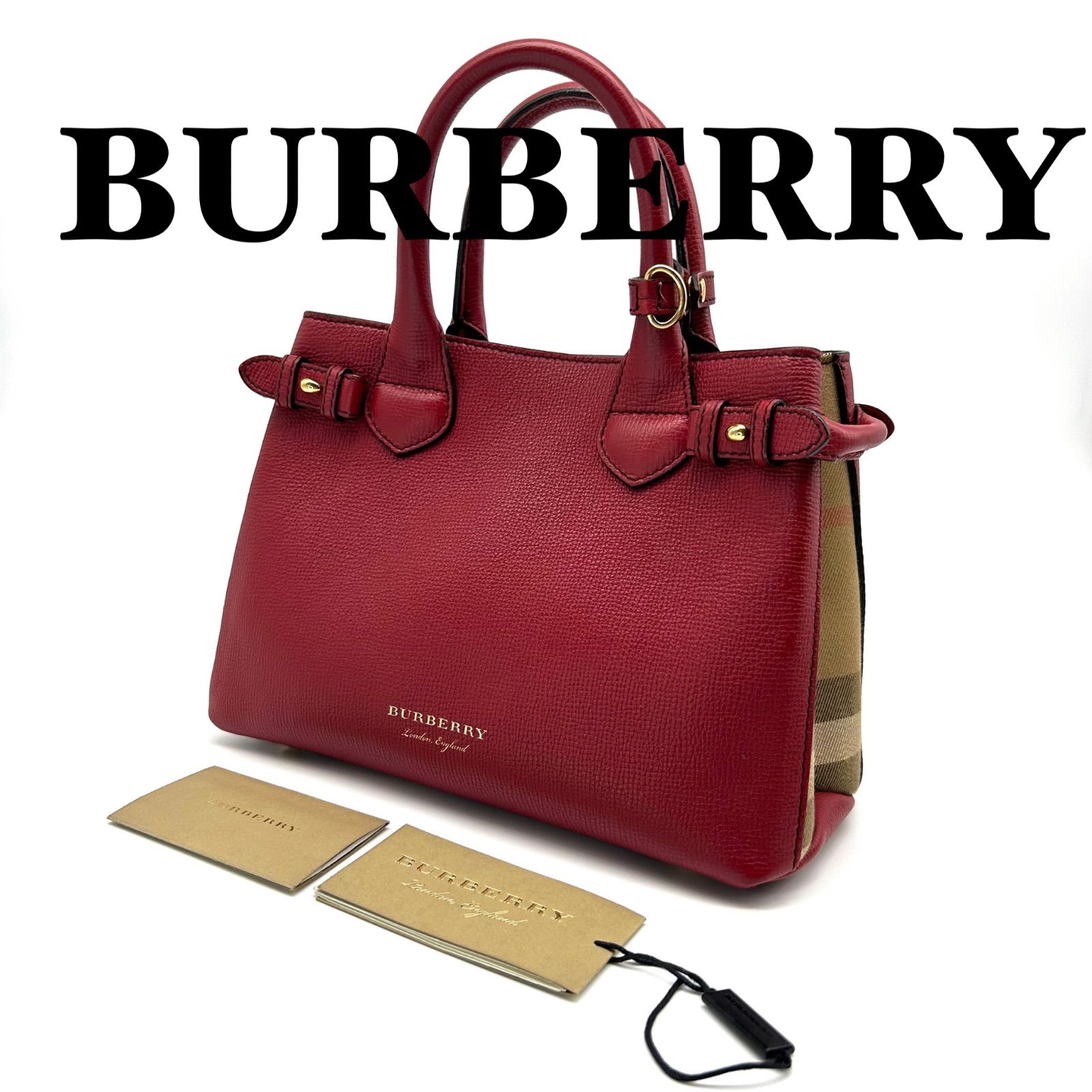 BURBERRY バーバリー レザー ハンドバック ノバチェック サイド 