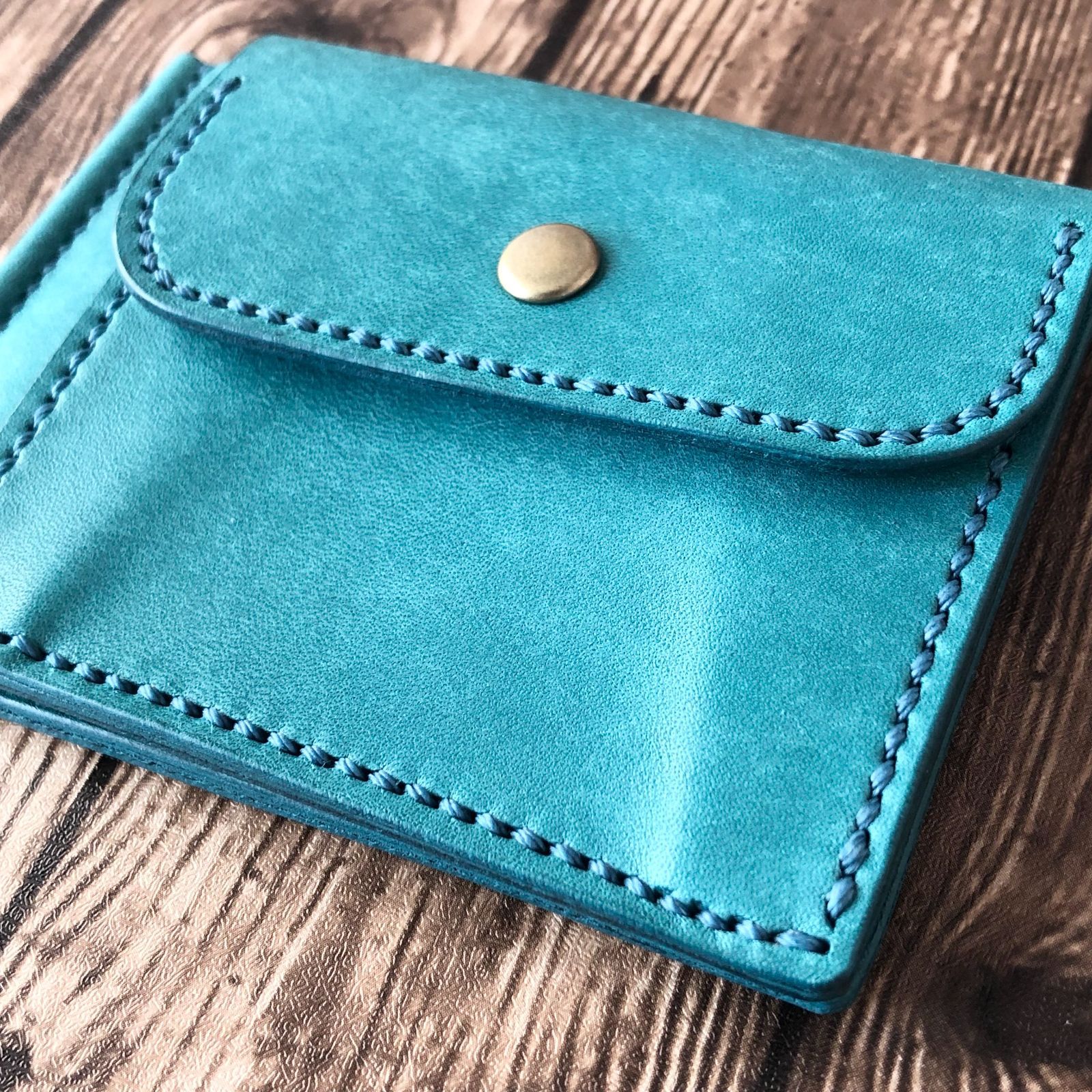 最高 イタリア革マネークリップ｜ターコイズブルー｜彼氏・夫への