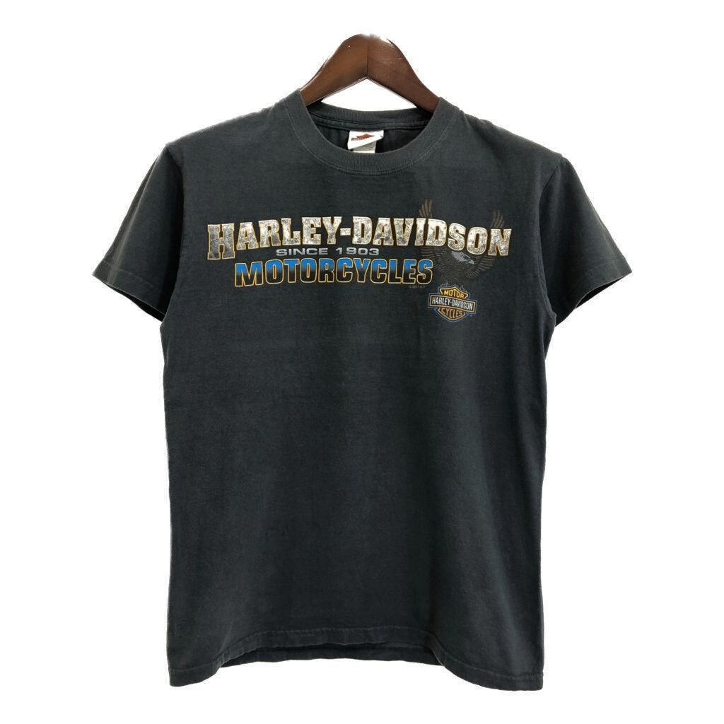HARLEY DAVIDSON ハーレーダビッドソン 半袖Ｔシャツ モーターサイクル ブラック メンズ SM 古着 U0638