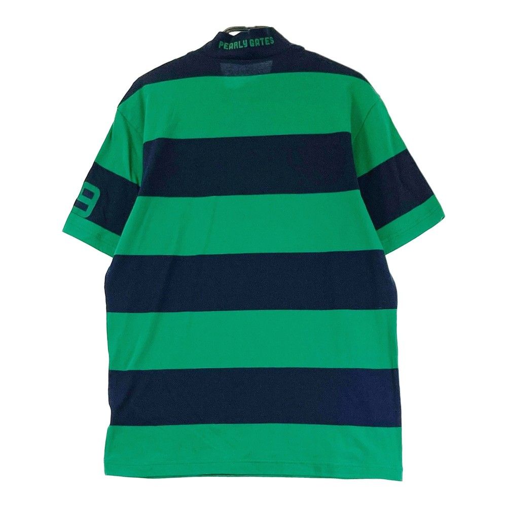 サイズ 4 PEARLY GATES パーリーゲイツ ハイネック半袖Tシャツ ボーダー柄 グリーン系 240101046942 ゴルフウェア メンズ ストスト