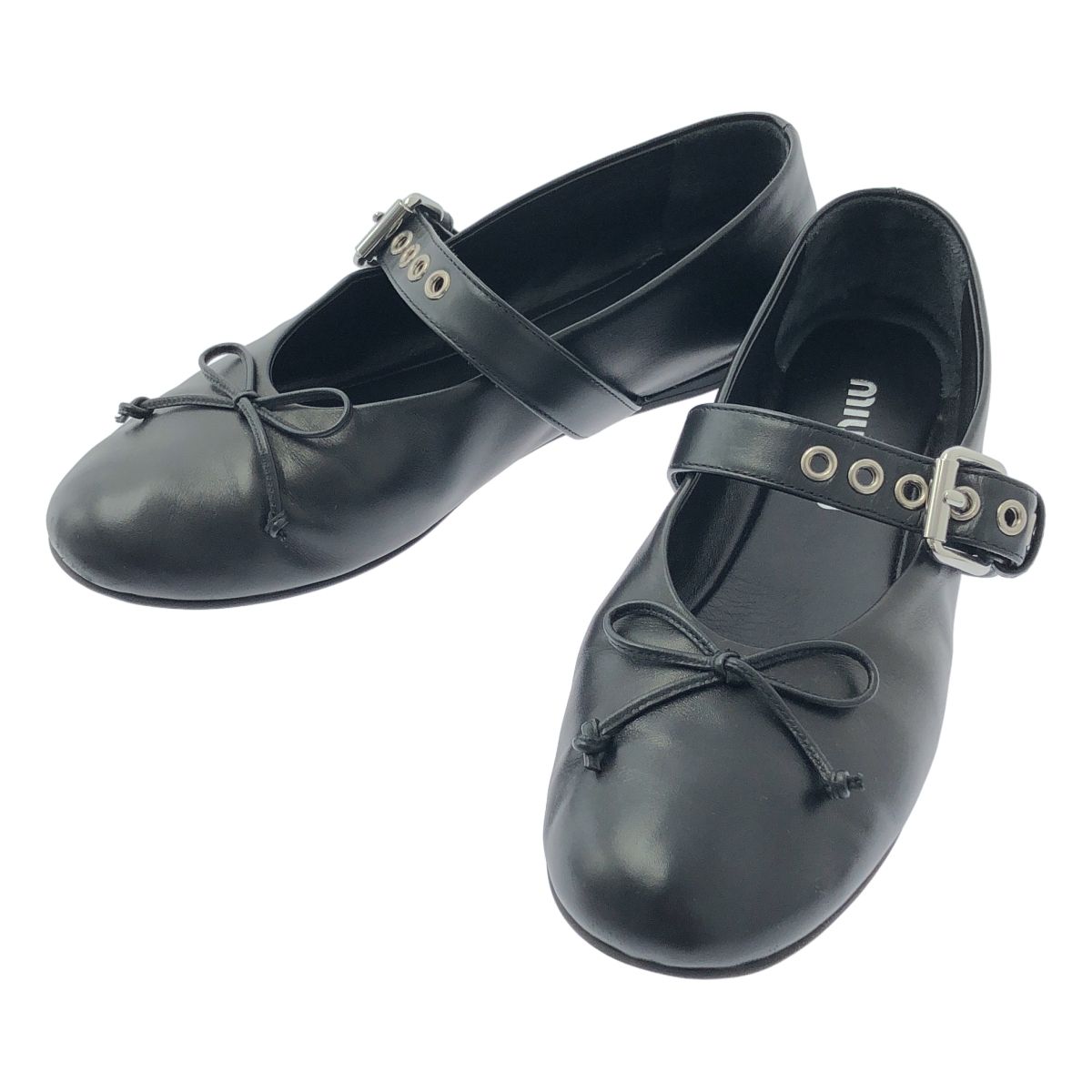 美品】 miu miu / ミュウミュウ | レザー バレリーナ フラットシューズ 