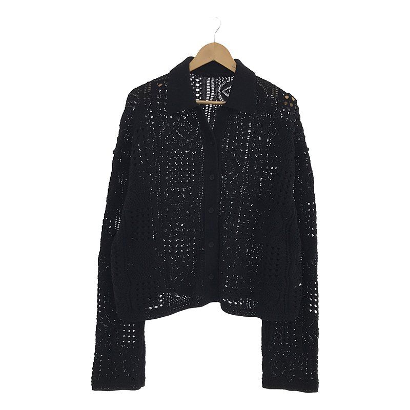 CITYSHOP シティーショップ　ブラックラックニットカーディガン CITYSHOP / シティショップ | 2023SS | CROCHET STYLE SHIRTS