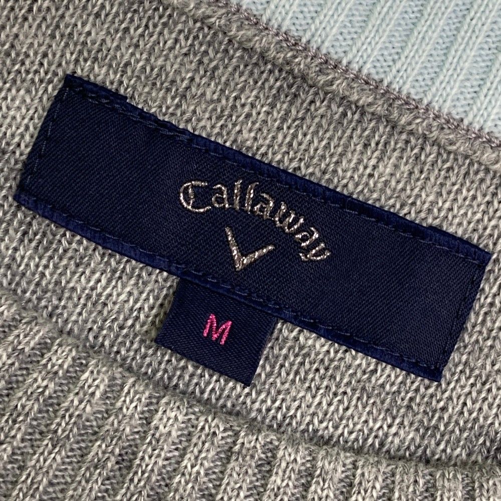 サイズ：M CALLAWAY キャロウェイ  ウール混 長袖ニットセーター  グレー系 [240101471087] ゴルフウェア レディース ストスト サイズ：M CALLAWAY キャロウェイ ウール混 長袖ニットセーター