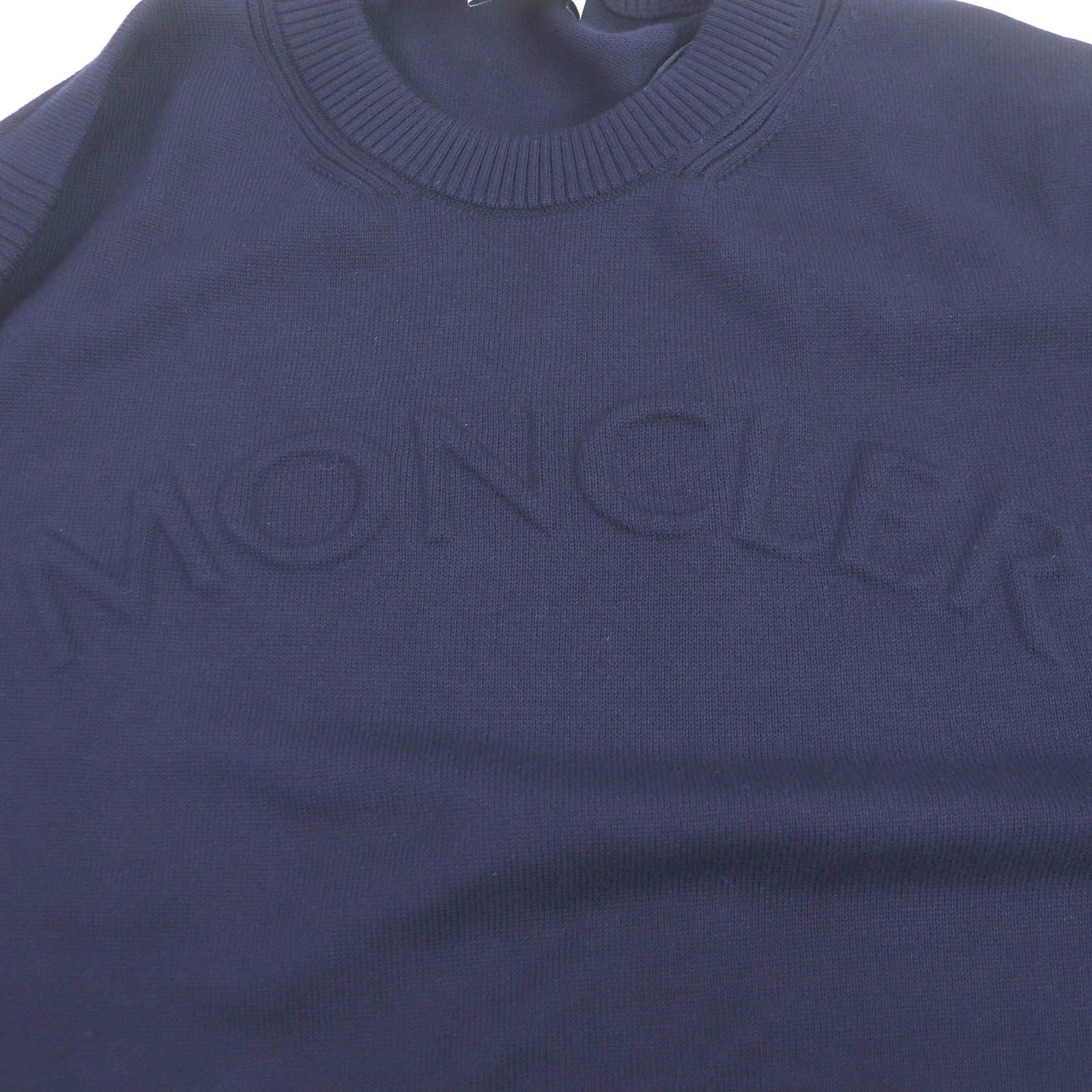 未使用品□MONCLER モンクレール 23SS コットン エンボスロゴ クルーネック 長袖ニット セーター ネイビー L イタリア製 正規品 メンズ  - メルカリ