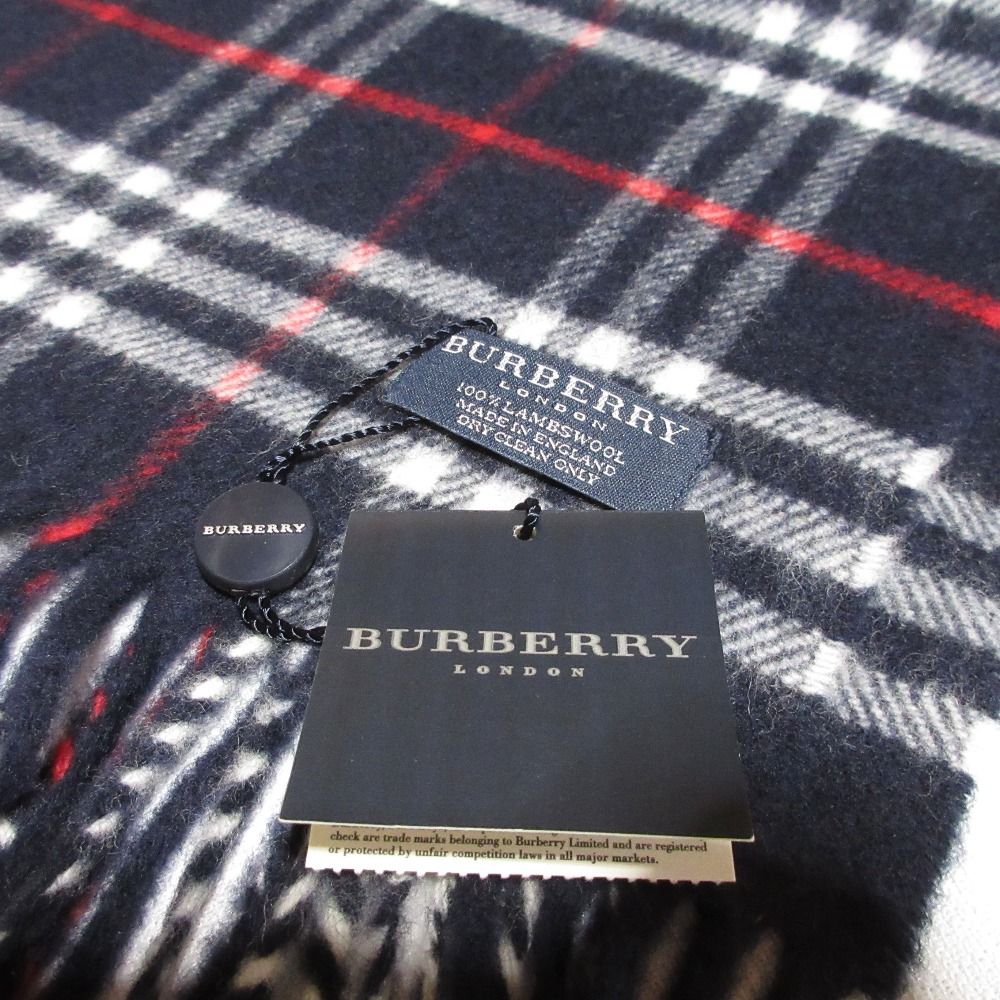 未使用 BURBERRY バーバリー ウール100% ノバチェック フリンジ