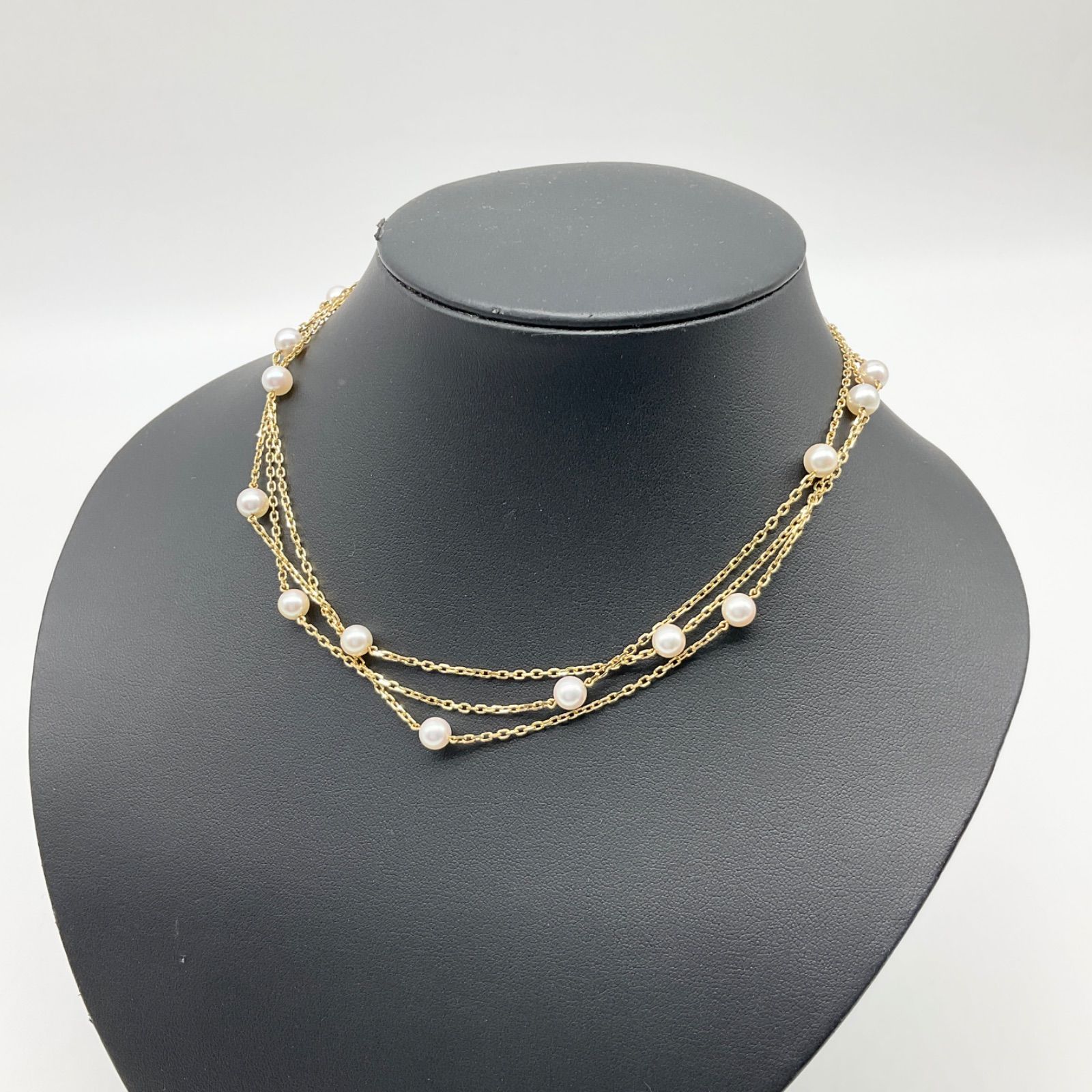 MIKIMOTO ミキモト ロングネックレス ステーションネックレス K18YG 