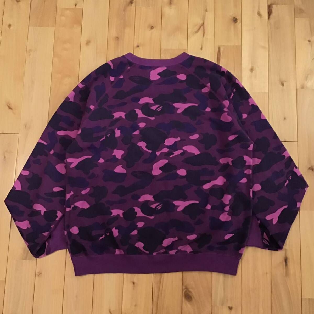 パープル スワロフスキー BAPE LOGO 長袖 スウェット Lサイズ a 